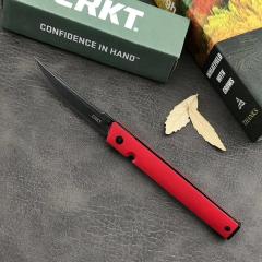 CRKT 7096 Red Knives Rogers CEO Gentleman's Folding Knife 3.15" D2 Satin Plain Blade, Red G10 Handles