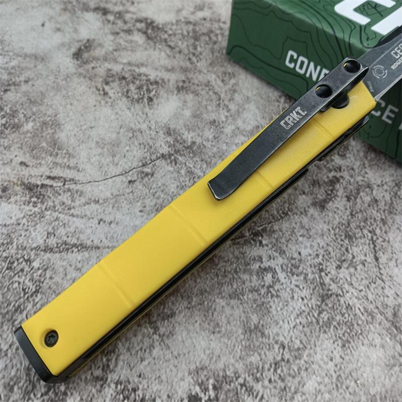 CRKT 7096 Yellow Knives Rogers CEO Gentleman's Folding Knife 3.15" D2 Satin Plain Blade, Red G10 Handles