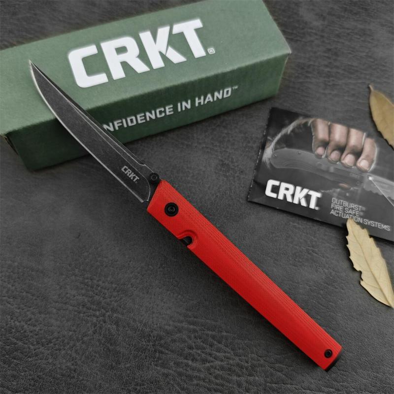 CRKT 7096 Red Knives Rogers CEO Gentleman's Folding Knife 3.15" D2 Satin Plain Blade, Red G10 Handles