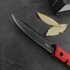 CRKT 7096 Red Knives Rogers CEO Gentleman's Folding Knife 3.15" D2 Satin Plain Blade, Red G10 Handles