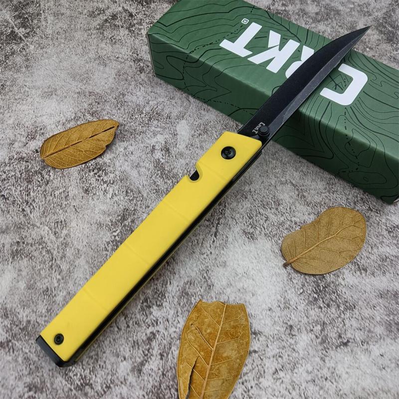 CRKT 7096 Yellow Knives Rogers CEO Gentleman's Folding Knife 3.15" D2 Satin Plain Blade, Red G10 Handles