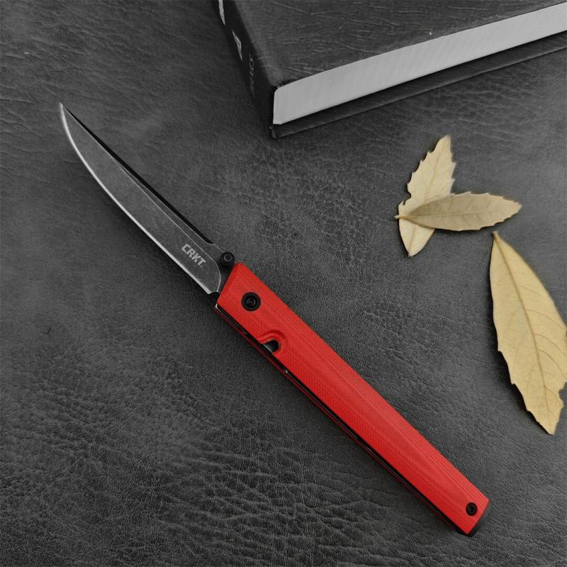 CRKT 7096 Red Knives Rogers CEO Gentleman's Folding Knife 3.15" D2 Satin Plain Blade, Red G10 Handles