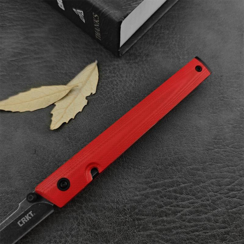 CRKT 7096 Red Knives Rogers CEO Gentleman's Folding Knife 3.15" D2 Satin Plain Blade, Red G10 Handles