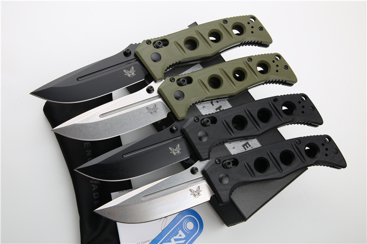 Benchmade 273FE-2 Knives MINI ADAMAS Folding Knife 3.26" CPM-MagnaCut Satin Plain Blade, G10 Handles
