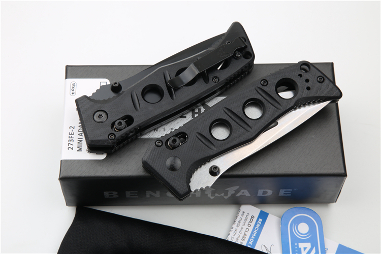 Benchmade 273FE-2 Knives MINI ADAMAS Folding Knife 3.26" CPM-MagnaCut Satin Plain Blade, G10 Handles