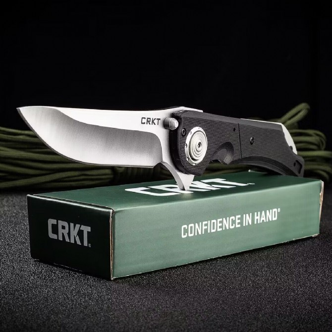 CRKT 5401 Knives Seismic Flipper Knife 4.02" D2 Blade, Black G10 Handles, Deadbolt Lock