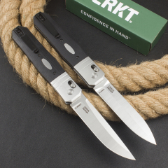 CRKT K560KXP Knives Crossbar Lock Folding Knife 3.86" CPM-MagnaCut Stonewashed Spear Point Blade, Black G10 Handles with Steel Bolsters