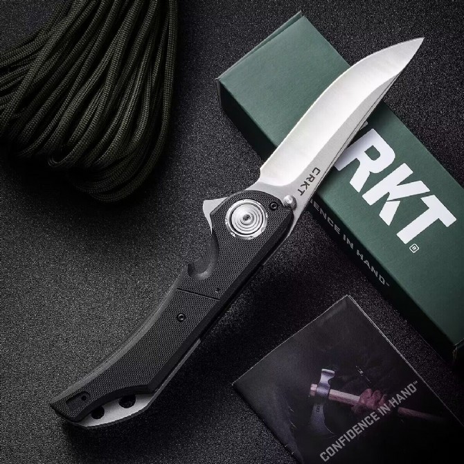 CRKT 5401 Knives Seismic Flipper Knife 4.02" D2 Blade, Black G10 Handles, Deadbolt Lock