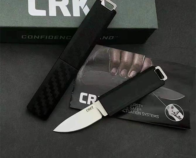 CRKT 2425 Knives TJ Scribe Pocket Fixed Blade Knife 1.57" Stonewashed Drop Point, Nylon Handles