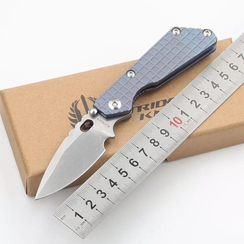 M.Strider Knives Custom PT3 Folding Knife 2.83" CPM-D2 Blade, Titanium Alloy Handles