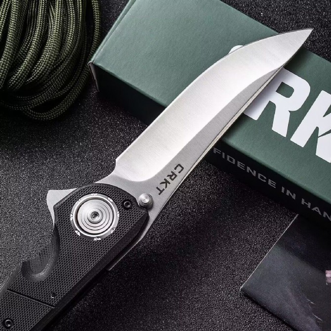 CRKT 5401 Knives Seismic Flipper Knife 4.02" D2 Blade, Black G10 Handles, Deadbolt Lock
