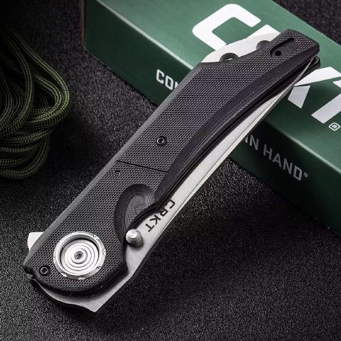 CRKT 5401 Knives Seismic Flipper Knife 4.02" D2 Blade, Black G10 Handles, Deadbolt Lock