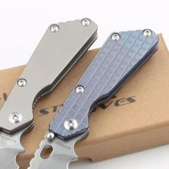M.Strider Knives Custom PT3 Folding Knife 2.83" CPM-D2 Blade, Titanium Alloy Handles