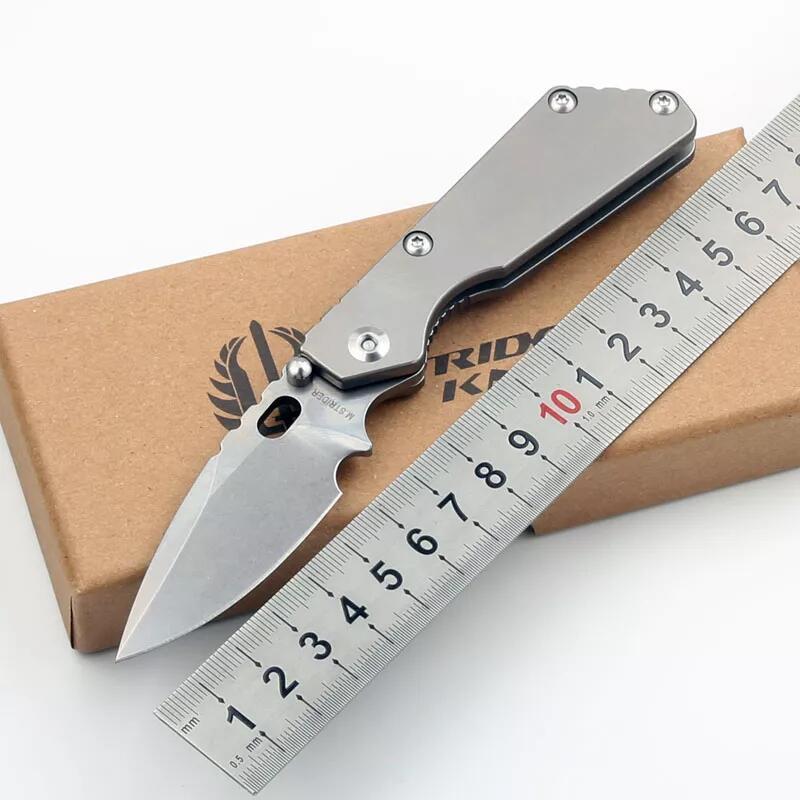 M.Strider Knives Custom PT3 Folding Knife 2.83" CPM-D2 Blade, Titanium Alloy Handles