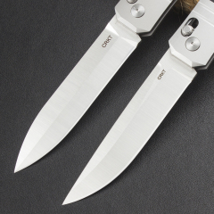 CRKT K560KXP Knives Crossbar Lock Folding Knife 3.86" CPM-MagnaCut Stonewashed Spear Point Blade, Black G10 Handles with Steel Bolsters