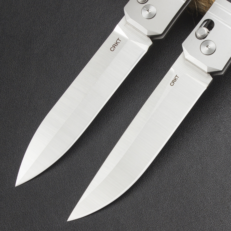 CRKT K560KXP Knives Crossbar Lock Folding Knife 3.86" CPM-MagnaCut Stonewashed Spear Point Blade, Black G10 Handles with Steel Bolsters