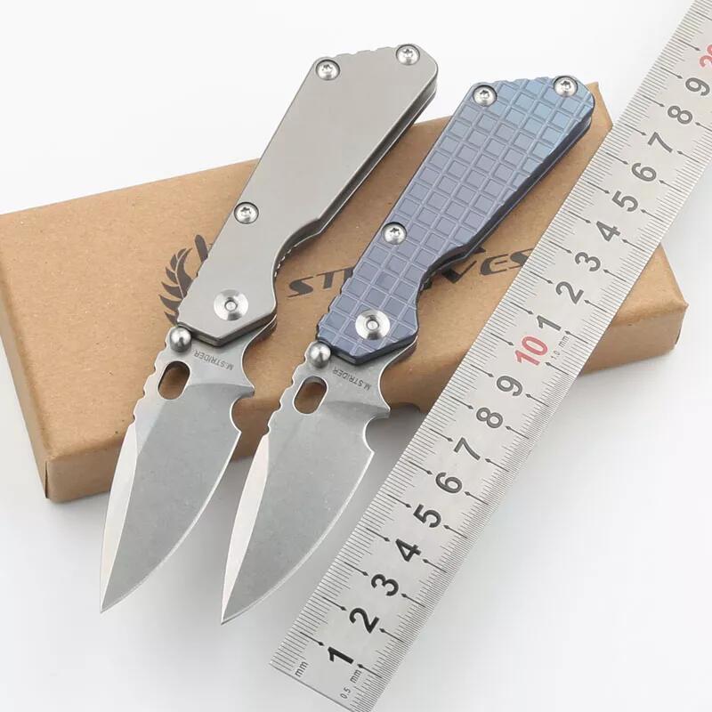M.Strider Knives Custom PT3 Folding Knife 2.83" CPM-D2 Blade, Titanium Alloy Handles