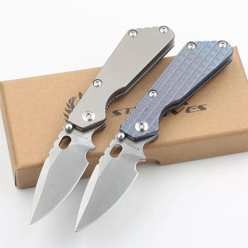 M.Strider Knives Custom PT3 Folding Knife 2.83" CPM-D2 Blade, Titanium Alloy Handles