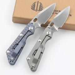 M.Strider Knives Custom PT3 Folding Knife 2.83" CPM-D2 Blade, Titanium Alloy Handles