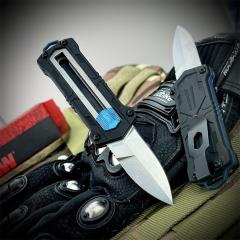 Kershaw 1190 Knives Sliding Button Lock Manual OTF Knife 1.9"  8Cr13MoV Stonewashed Spear Point Blade, Black GFN Handles