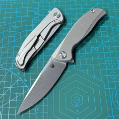 Shirogorov F95 Knives Edition Flipper Knife 3.74" M390 Point Blade, TC4 Handles