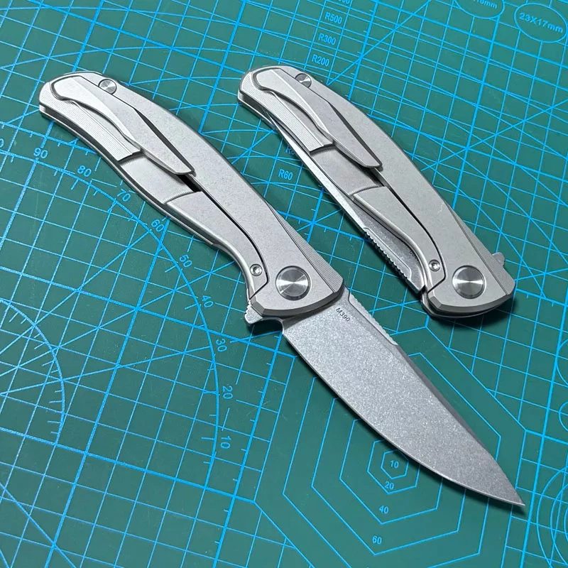 Shirogorov F95 Knives Edition Flipper Knife 3.74" M390 Point Blade, TC4 Handles