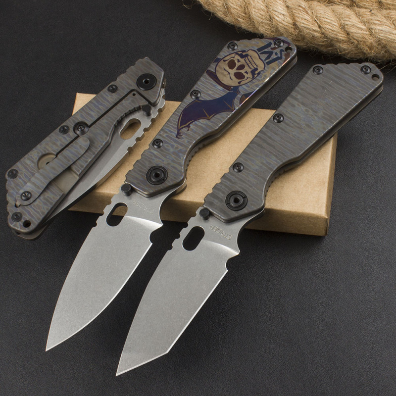M.Strider Custom SMF Tank 3Models Folding Knife 3.15" CPM-D2 Blade, T-6061 Handles