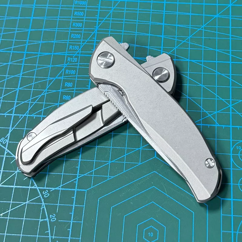 Shirogorov F95 Knives Edition Flipper Knife 3.74" M390 Point Blade, TC4 Handles