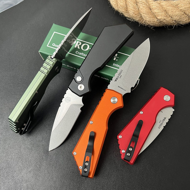 Pro-Tech Knifes Strider PT+ AUTO Folding Knife 3.03" CPM-CruWear DLC Drop Point Blade, Aluminum Handles