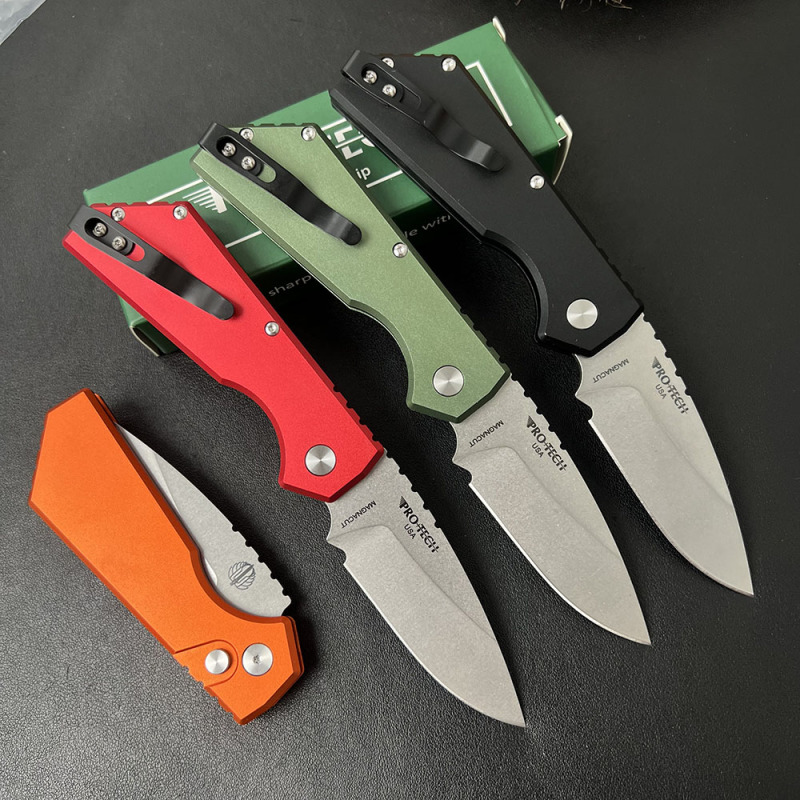 Pro-Tech Knifes Strider PT+ AUTO Folding Knife 3.03" CPM-CruWear DLC Drop Point Blade, Aluminum Handles