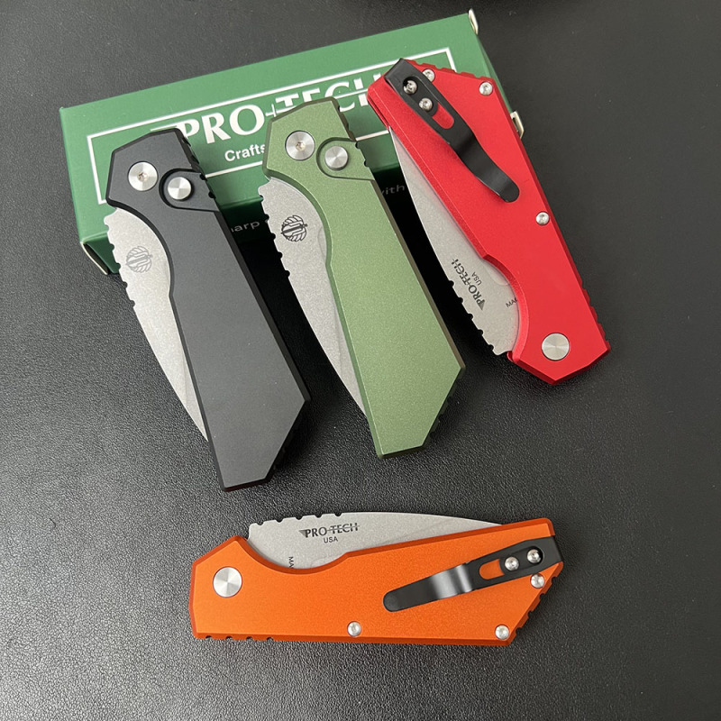 Pro-Tech Knifes Strider PT+ AUTO Folding Knife 3.03" CPM-CruWear DLC Drop Point Blade, Aluminum Handles