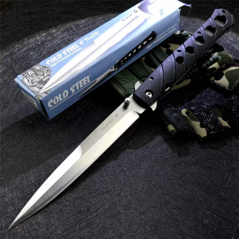 Cold Steel 26SXP Knives Ti-Lite Flipper Knife 5.59" 440c Plain Satin Blade, Zy-Ex Handles