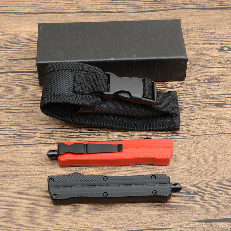 Microtech Mini Troodon Knifes AUTO OTF Knife 2.76" 440 Double Edge Blade, Zinc Aluminum Alloy Handles