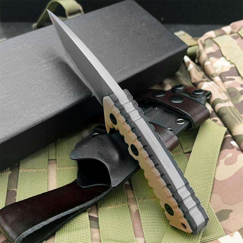 Miller Bros.BIsdes M27 Knife Fixed Blade 3.94" A8 Combo Tanto Blade, G10 Handles