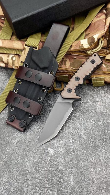 Miller Bros.BIsdes M27 Knife Fixed Blade 3.94" A8 Combo Tanto Blade, G10 Handles