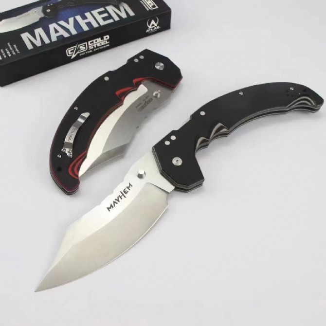 Cold Steel Mayhem Knife ATLAS Lock 5.91" S35VN Folding Blade, Black/Gray G10 Handles
