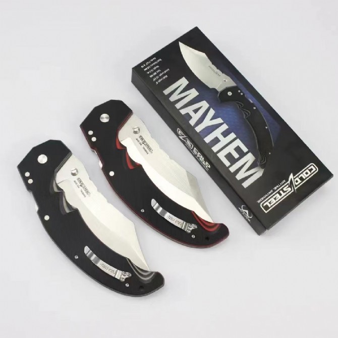Cold Steel Mayhem Knife ATLAS Lock 5.91" S35VN Folding Blade, Black/Gray G10 Handles