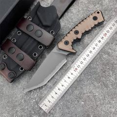 Miller Bros.BIsdes M27 Knife Fixed Blade 3.94" A8 Combo Tanto Blade, G10 Handles