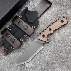 Miller Bros.BIsdes M27 Knife Fixed Blade 3.94" A8 Combo Tanto Blade, G10 Handles
