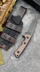 Miller Bros.BIsdes M27 Knife Fixed Blade 3.94" A8 Combo Tanto Blade, G10 Handles