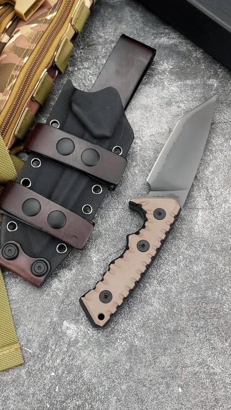 Miller Bros.BIsdes M27 Knife Fixed Blade 3.94" A8 Combo Tanto Blade, G10 Handles
