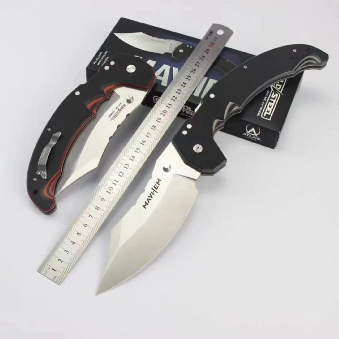 Cold Steel Mayhem Knife ATLAS Lock 5.91" S35VN Folding Blade, Black/Gray G10 Handles