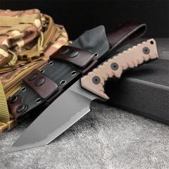 Miller Bros.BIsdes M27 Knife Fixed Blade 3.94" A8 Combo Tanto Blade, G10 Handles