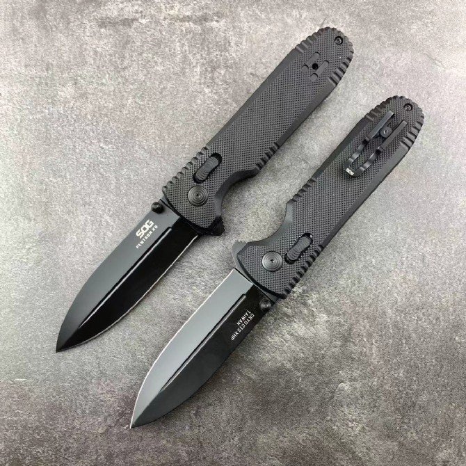 SOG 3Models Pentagon XR LTE Flipper Knife 3.5" CTS-XHP Plain Blade, Black G10 Handles - XR Lock