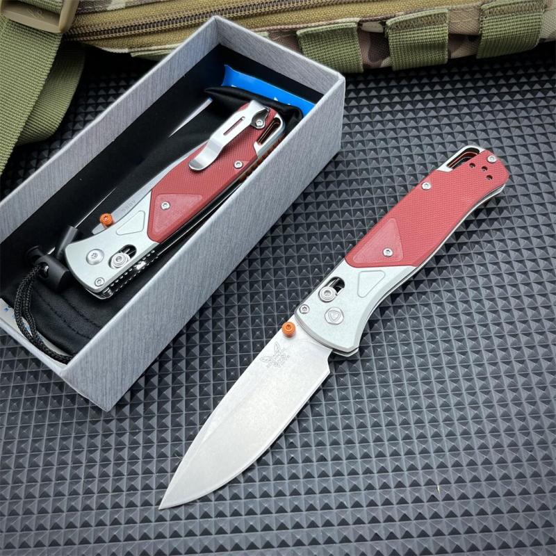 BM 535-9 Knife Bugout AXIS 3.5" D2 Satin Plain Folding Blade, G10 Handles