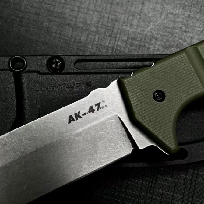 Cold Steel 14AKA AK-47 Field Knifes 5.51" CPM-3V Stonewashed Fixed Blade, OD Green G10 Handles