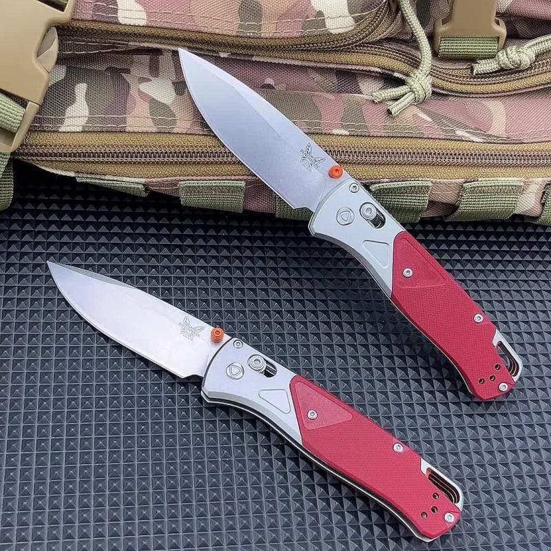 BM 535-9 Knife Bugout AXIS 3.5" D2 Satin Plain Folding Blade, G10 Handles