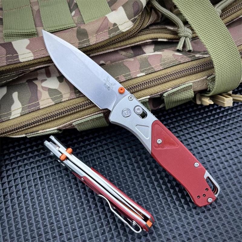 BM 535-9 Knife Bugout AXIS 3.5" D2 Satin Plain Folding Blade, G10 Handles