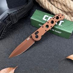 CRKT M16 Knife Carson Flipper 3.54" D2 Combo Drop Blade, Desert Tan, Nylon Fiber Handles