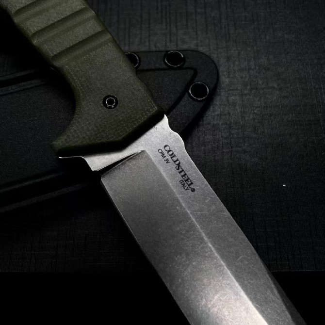 Cold Steel 14AKA AK-47 Field Knifes 5.51" CPM-3V Stonewashed Fixed Blade, OD Green G10 Handles